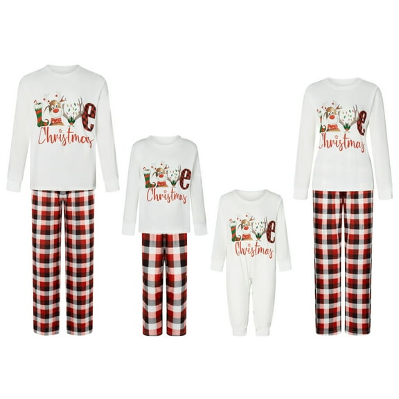 Christmas Family Matching Pajamas Sets Xmas Holidays Family Top Pants Set Jammies Sleepwear