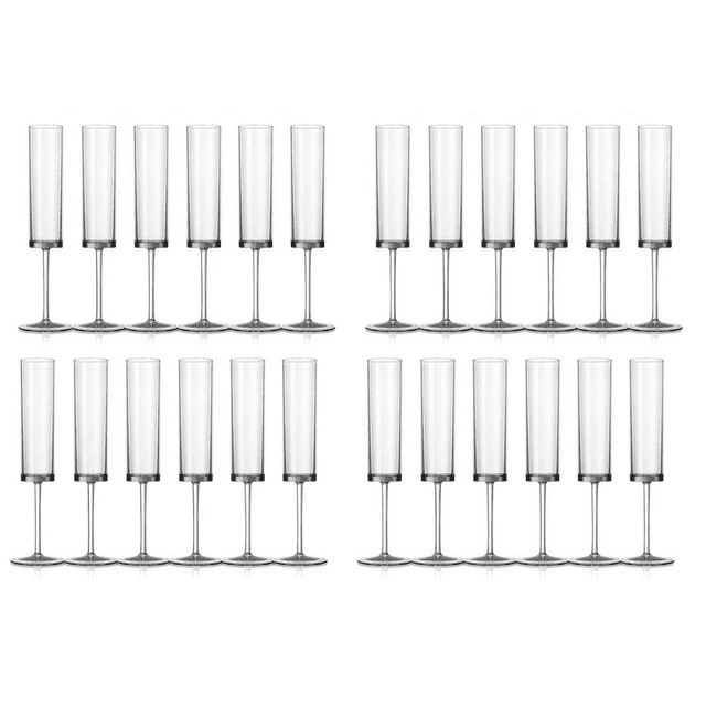 Flûtes à Champagne 6 OZ Verres à Champagne Carrés Verres à Pied Réutilisables pour Mariage 24 Pack Transparent