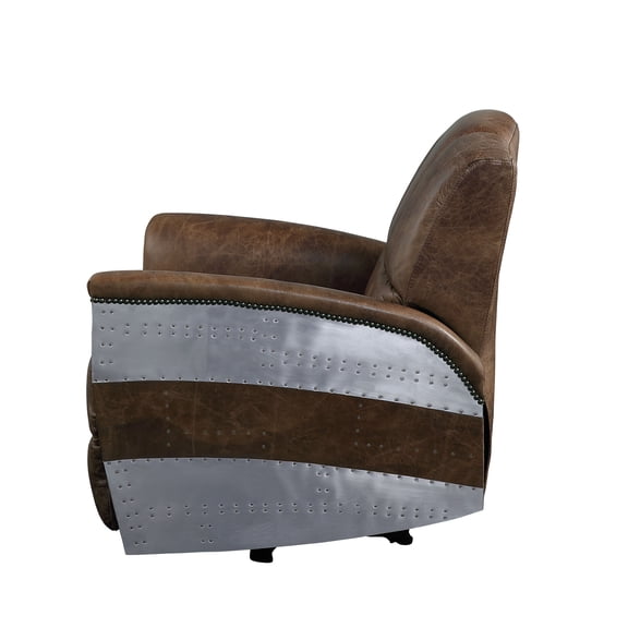 ACME Brancaster Power Motion Recliner, Retro Brown Top Grain Leather & Aluminum