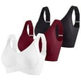 thumbnail image 1 of 3 Pack Women Plus Size Push-Up Bras No Underwire T-Shirt Bralettes Ribbed Full Coverage Sports Everyday Bras Multicolor, 40/90BCD, 1 of 5