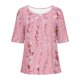 thumbnail image 4 of Fiudx Ofertas Flash Artículos En Oferta Top de Manga Corta con Cuello Redondo y Botones de Lino con Estampado Informal para Mujer, 4 of 5