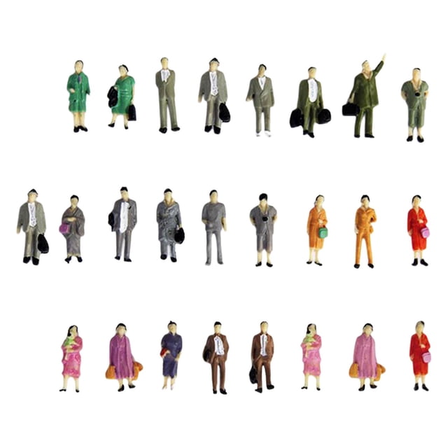 25 figuras a escala HO 1:87 para decoración de escritorio, dioramas, escenas en miniatura, jardín de hadas pararse
