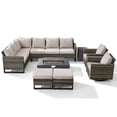 thumbnail image 3 of POCASSY Outdoor Patio Furniture Set with Fire Pit Table, All-Weather Wicker Sectional Sofa Set with Swivel Rockers, L-Shaped Conversation Set with Propane Fire Pit and Tank Side Table for Deck, 3 of 20