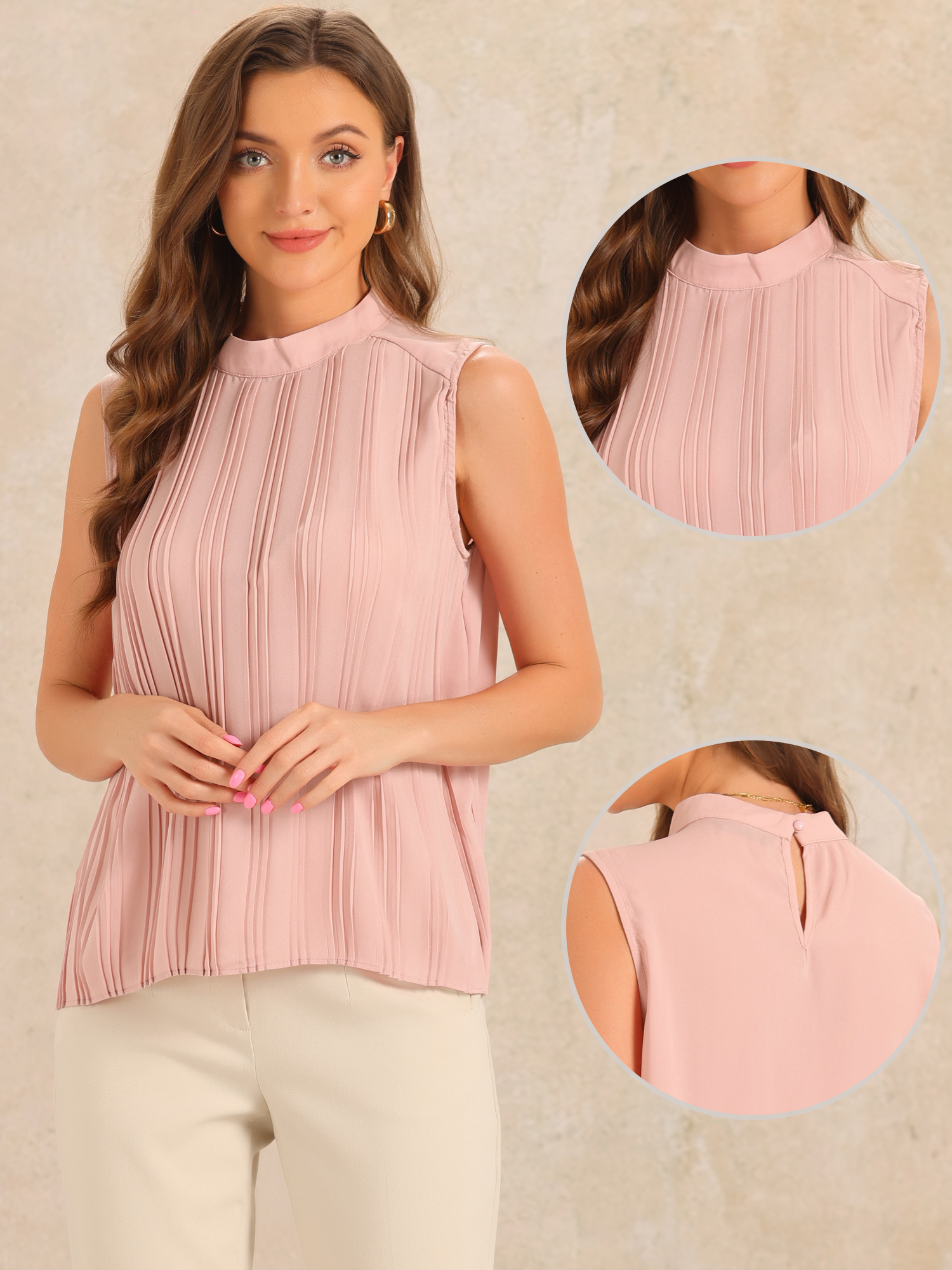 DARING DIVA Women's Work Business Casual Tank Top L Pink