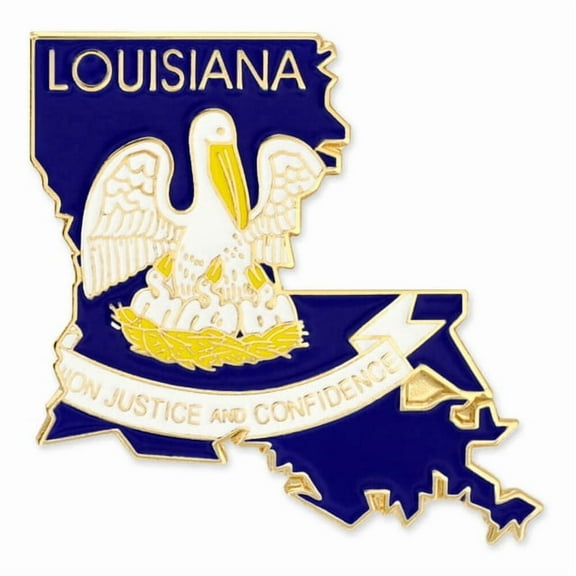 PinMart Louisiana Shape Flag Enamel Pins - Gold Plated US State Lapel Pins - 5 Pack