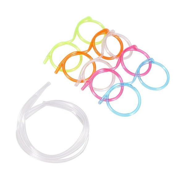 Himition 10pcs Fun Party Drinking Straw Eye Glasses DIY Drinking Straw Tube Kids Birthday Parties Bar Supplies (Random Color)