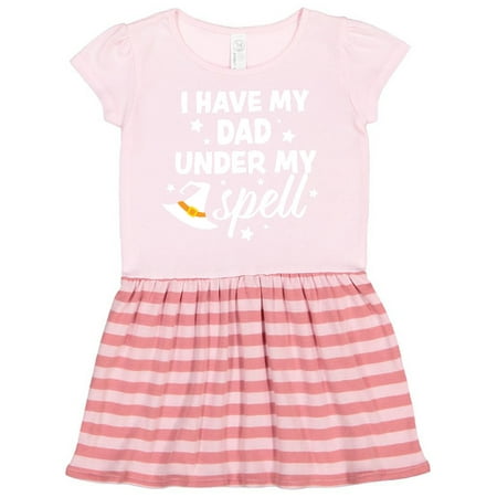 

Inktastic I Have My Dad Under My Spell with Cute Witch Hat Gift Toddler Girl Dress