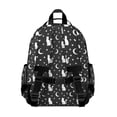 thumbnail image 3 of Black White Cat Moon Star Pattern Backpack for School,Cute School Bag,Schoolbag with Adjustable Shoulder Straps & Padded Back,15.25"x11.5"x5.25", 3 of 5
