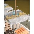 thumbnail image 2 of Outdoor Tablecloth with Umbrella Hole for Patio/Picnic/Party/Camping, Yellow Grey Abstract Waterproof Table Cloth Square Cover Washable, Gradient Geometric Graffiti Modern Art (54"x 54"), 2 of 8