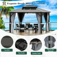 thumbnail image 2 of Sunmthink Patio 10x12 ft. Hardtop Gazebo, Double Roof Aluminum Frame with Netting and Curtains, Gray, 2 of 7