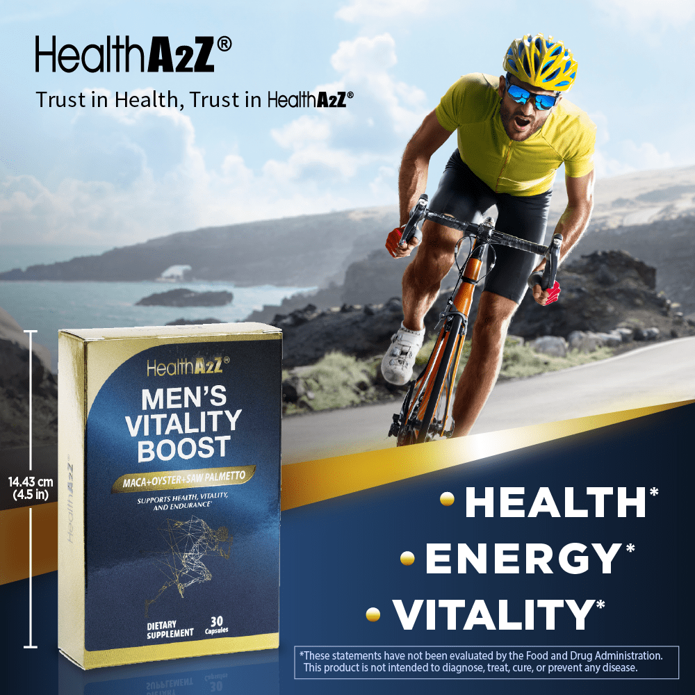 (2 pack) HealthA2Z Mens Vitamins and Testosterone Booster with Zinc, Vitality Boost for Prostate Health, 30 Capsules