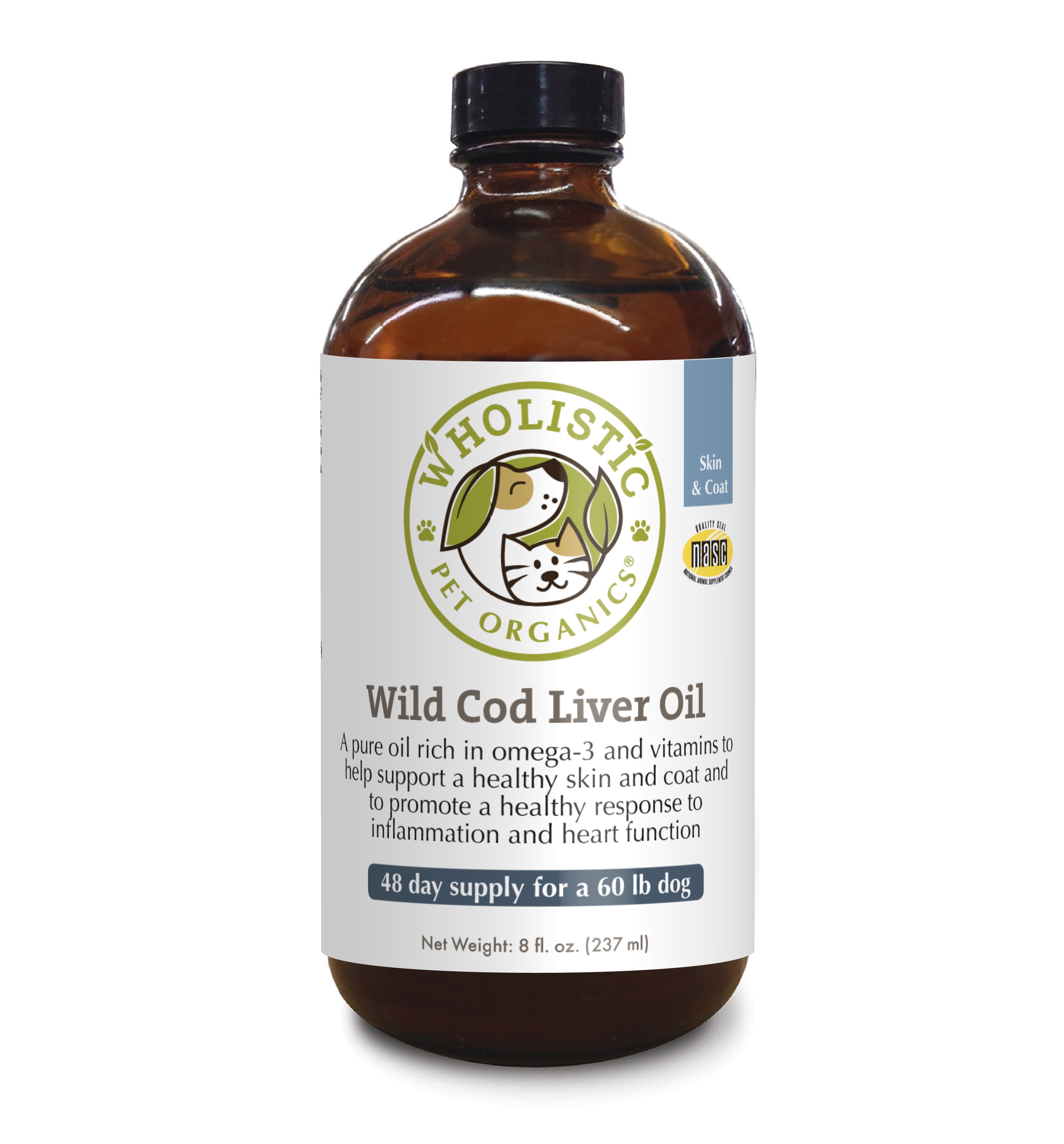 Wholistic Pet Organics Wild Cod Liver Oil Skin & Coat Dog Supplement, 8