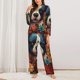 thumbnail image 2 of Fotbe Cute Colorful Flower French Bulldog Conjunto de Pijama de Manga Larga para Mujer con Estampado, Ropa de Dormir de 2 Piezas, Conjunto de Casa Suave y Cómodo con Bolsillos-Large, 2 of 7