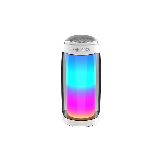 Tholdsy Altavoz inalámbrico Altavoz compatible con Bluetooth Atmósferas Luz Audio U Disco Manos libres Llamada Caja de sonido Rodeado a prueba de agua Cables de audio/vídeo Blanco
