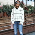 thumbnail image 4 of NAYTOAO Women Fall Pullover Sweater Turtleneck Plaid Long Sleeve Loose Casual Chunky Checked Knit Winter Sweaters Jumper Tops White M, 4 of 5