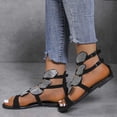 thumbnail image 6 of Women’s Rhinestone Butterfly Cutout Flat Gladiator Sandals, Elastic Ankle Strap Open Toe Daily Dress Shoes, 6 of 6