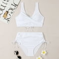 thumbnail image 6 of Cathalem Bikini Sets for Women Shoulder Strap 2 Piece High Cut String Swimsuits (White,L), 6 of 6