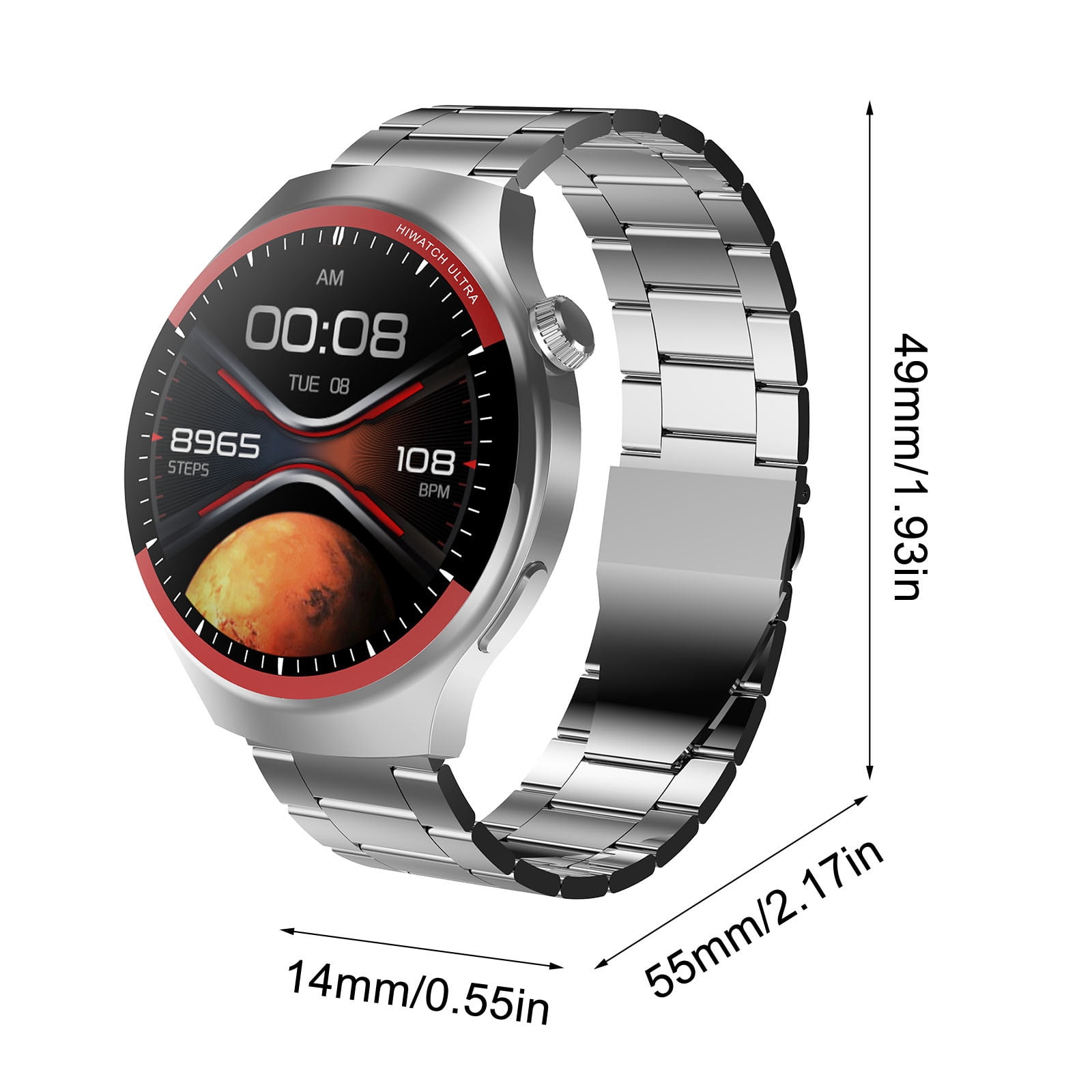 Smart Watch with Metal Band,1.5" IPS Screen Rugged Smartwatch for iPhone Android Phone,Bluetooth Sports Heart Rate Monitor Led Watch,Intelligent Assistant,Suitable for Man & Women