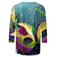 thumbnail image 5 of Aloohaidyvio Mardi Gras Masks Women,Womens Mardi Gras Loose 3/4 Sleeve Mask Shiny Glitter Print Crew Neck T-Shirt Blouse,Mardi Gras Clothing Women, 5 of 5
