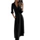 thumbnail image 4 of Lucakuins Mujeres Tie-up Vestido de Media Altura, Adultos Color Sólido/Estampado Manga Larga Escote en V Una Pieza Lucakuins  moda, 4 of 9