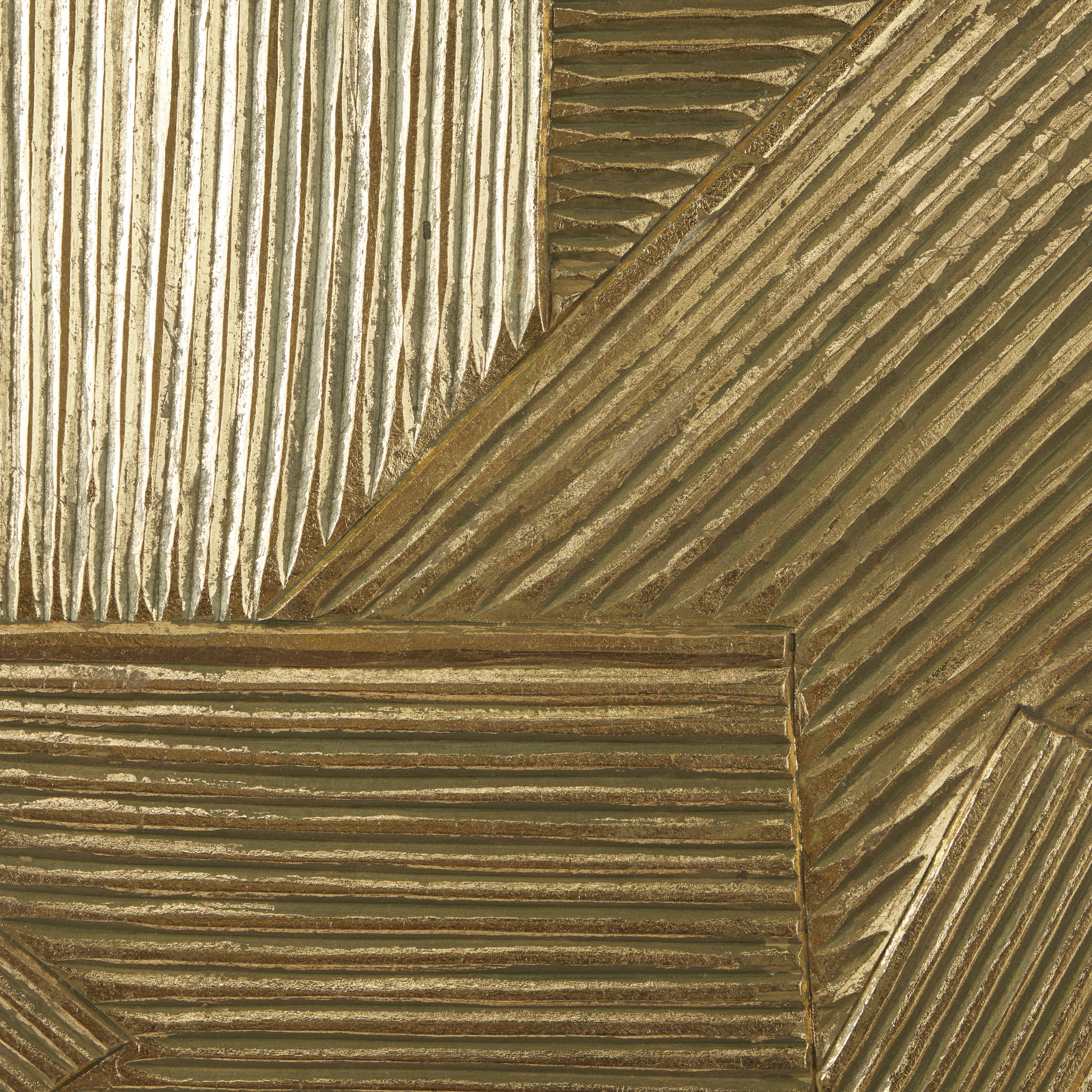 DecMode Gold Wood Carved Radial Geometric Wall Decor with Black Frame