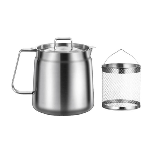 DOLITY Deep Frying Pot Oil Storage Pot Multipurpose Practical Nonstick Oil Filters Pot Can for Frying Chips Fried Chicken Home 2 L