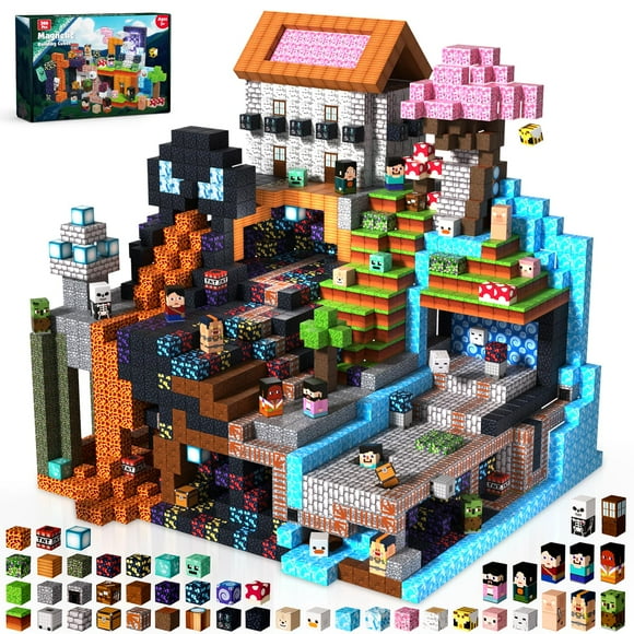 300PCS Magnetic Blocks - Magnet Building Blocks, Stacking Magents Cubes Toys Adventure Set Theme, STEM Montessori Sensory Toys for Kids Boys and Girl