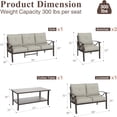 thumbnail image 2 of May in color Outdoor Patio Furniture Set for 7, 5 Piece Patio Conversation Set with Coffee Table, Metal Furniture Set for Porch Backyard Garden, Coffee, 2 of 8