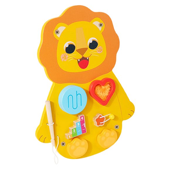Siruishop Tableau d'Activités Jouet Mural Jouet Éducatif Décoration Murale Robuste pour Bébé Installation Facile Lion d'Anniversaire