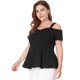 thumbnail image 2 of Camiseta Peplum uxcell Escote De Corazón CintuAlHombro Frío Negro XXL, 2 of 6