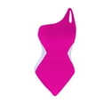 thumbnail image 4 of Dezsed Womens One Shoulder Swimsuits Tummy Control One Piece Bathing Suit Slim Sporty Color Block Cute Swimwear Hot Pink M, 4 of 5