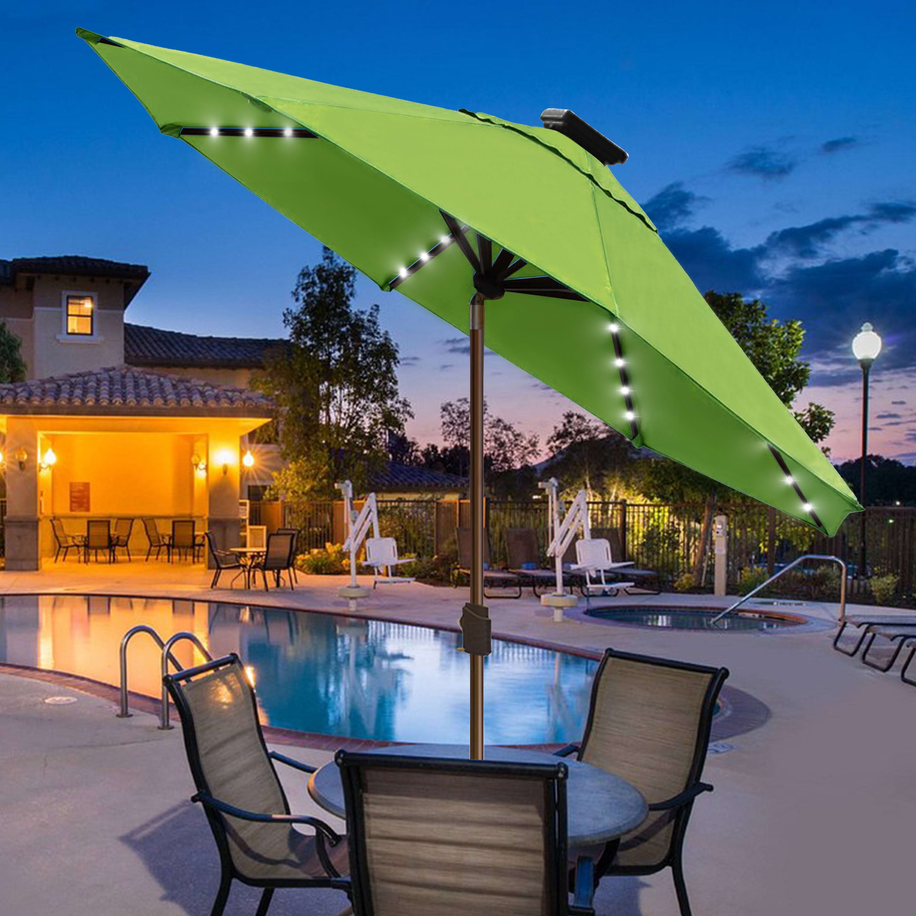 9 ft patio umbrella green sunbrella TREE Patio Manual Tilt With Natural Wood Grain Frame (Sunbrella Heather Beige) Pulley Single Pole Umbrella to your backyard patio or display Commercial-Grade 9-Ft Patio Umbrella with