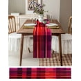 thumbnail image 3 of Ldtrchee Red Purple Table Runner 60 Inches, Modern Striped Plaid Abstract Oil Painted Bed Runner Dresser Scarves Tabletop for Indoor Outdoor Parties/Ceremony/Banquet, 13" x 60", 3 of 8