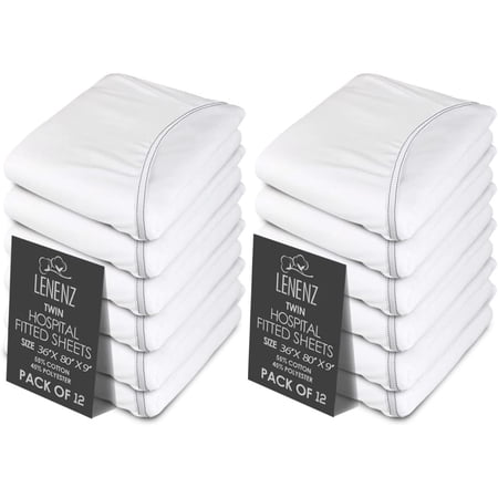 Lenenz 2 Pack Hospital Bed Sheet - Soft Jersey Twin Fitted Sheets - Knitted Fitted Hospital Bed Sheets (2 36"x84"x16")