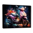thumbnail image 2 of Designart "Night Glow Purple Coral Scooter" Transportation Floater Framed Wall Art Print, 2 of 7