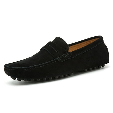 

Go Tour Men s Penny Loafers Moccasin Driving Shoes Slip On Flats Boat Shoes Black 11/46