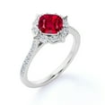 thumbnail image 4 of JeenMata 1.5 Carat Cushion Cut Handmade Blood Red Lab Created Ruby Engagement Ring in 18k White Gold over Silver, 4 of 7