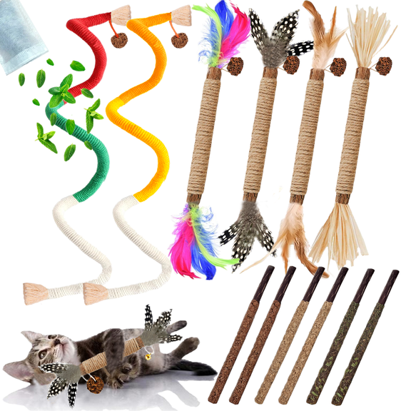 NSWXZDS Cat Toys 12Pack Cats Grass Treat Catnip Toy with Silvervine for Indoor Kitten Toys Wood Kitty Chew Rope Grass Sticks for Teeth Cleaning Kitten Snack for Catnip Dental Care Self Play