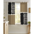 thumbnail image 4 of Brown Black Sheer Curtains 39 Inch Length 2 Panels Set for Living Room/Bedroom, Farmhouse Striped Modern Abstract Art Kitchen Curtains Grommet Semi-Sheer Curtains Drapes Window Treatments 27.5"x39"x2, 4 of 7