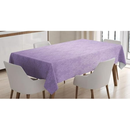 Vintage Tile Patterns - Lilac Tablecloth, Monochromatic Pattern with Baroque Swirl Motifs Renaissance Style Vintage Revival Tile, Rectangular Table Cover for Dining Room Kitchen, 60 X 84 Inches, Lilac, by Ambesonne