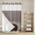 Bear No Hook Shower Curtain with Snap in Liner, Farmhouse Rustic ...