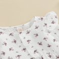 thumbnail image 4 of Infants Baby Girls Sweet Romper Ruffle Trim Long Sleeve  Neck Buttons Flower Printed Autumn Jumpsuits, 4 of 6