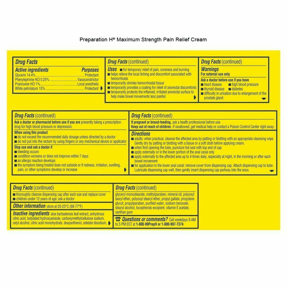 Merchandise 1771256 Preparation H Hemorrhoidal Cream with Aloe, 0.9 oz Walmart Canada