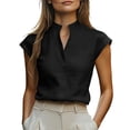 thumbnail image 2 of Oiangi Tank Tops for Women Henley V Neck Sleeveless Shirts Casual Business Office Dressy Tanks Black S, 2 of 6