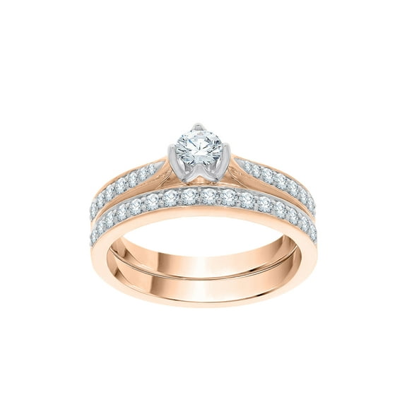 Diamond Bridal Set in 14K Rose Gold (5/8 cttw) (I-Color, SI3-I1 Clarity) (Size-7)