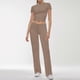 thumbnail image 2 of Conjunto de 2 piezas para mujer: top corto de manga corta y pantalones rectos, estilo deportivo informal, tallas reales para primavera/verano, 2 of 6