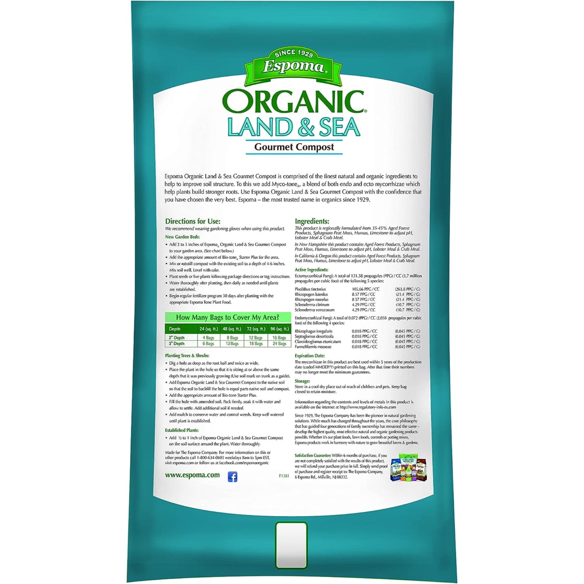 Espoma Land & Sea Gourmet Compost - Contains Lobster & Crab Meal - 1 cu ft
