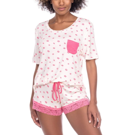 Honeydew Something Sweet Pajama Set, Size Small - Petal Pink Lips