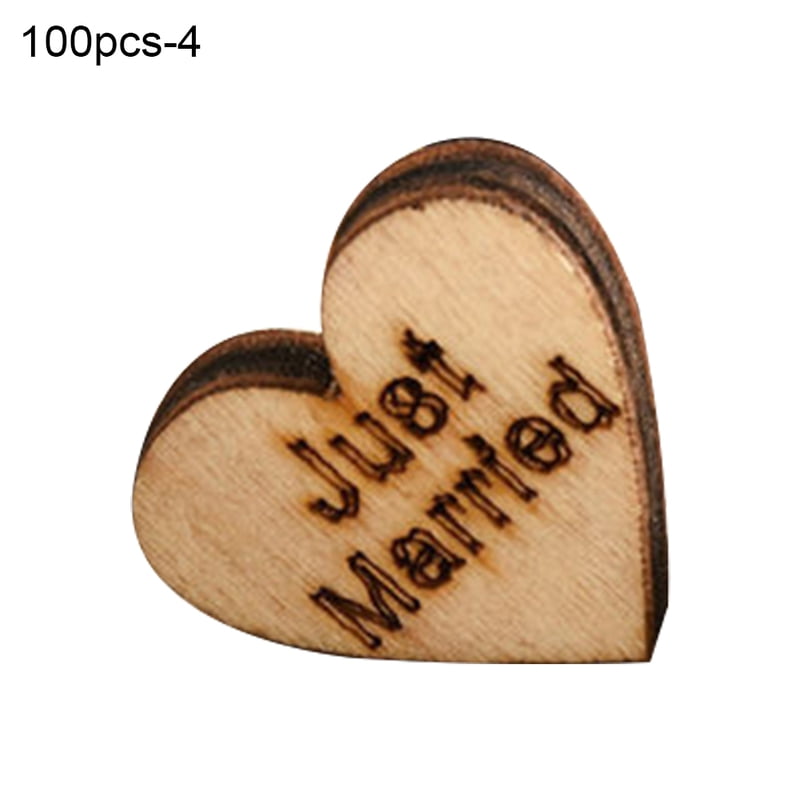 100pcs Rustic Wooden Wood Love Heart Wedding Scatter Decoration DIY Crafts New 