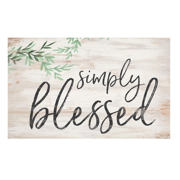 P. Graham Dunn Simply Blessed Greenery Whitewash 17 x 10.5 Wood Pallet Wall Plaque Sign
